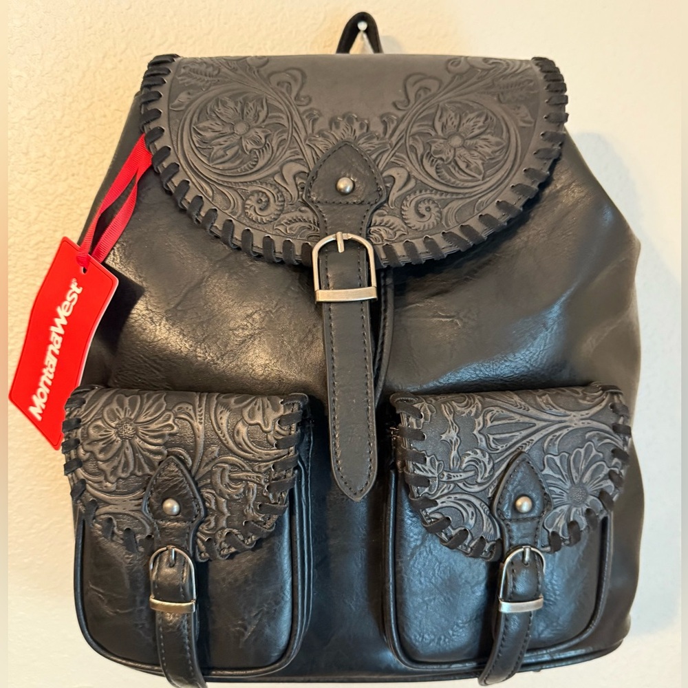 Montana West Black Tooled Collection Backpack *Brand NEW w/ Tags*
